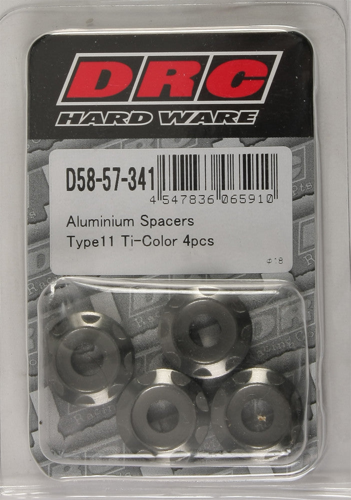 DRC ALUMINUM SPACERS TYPE 11 TITANIUM M6X12MM 4/PK