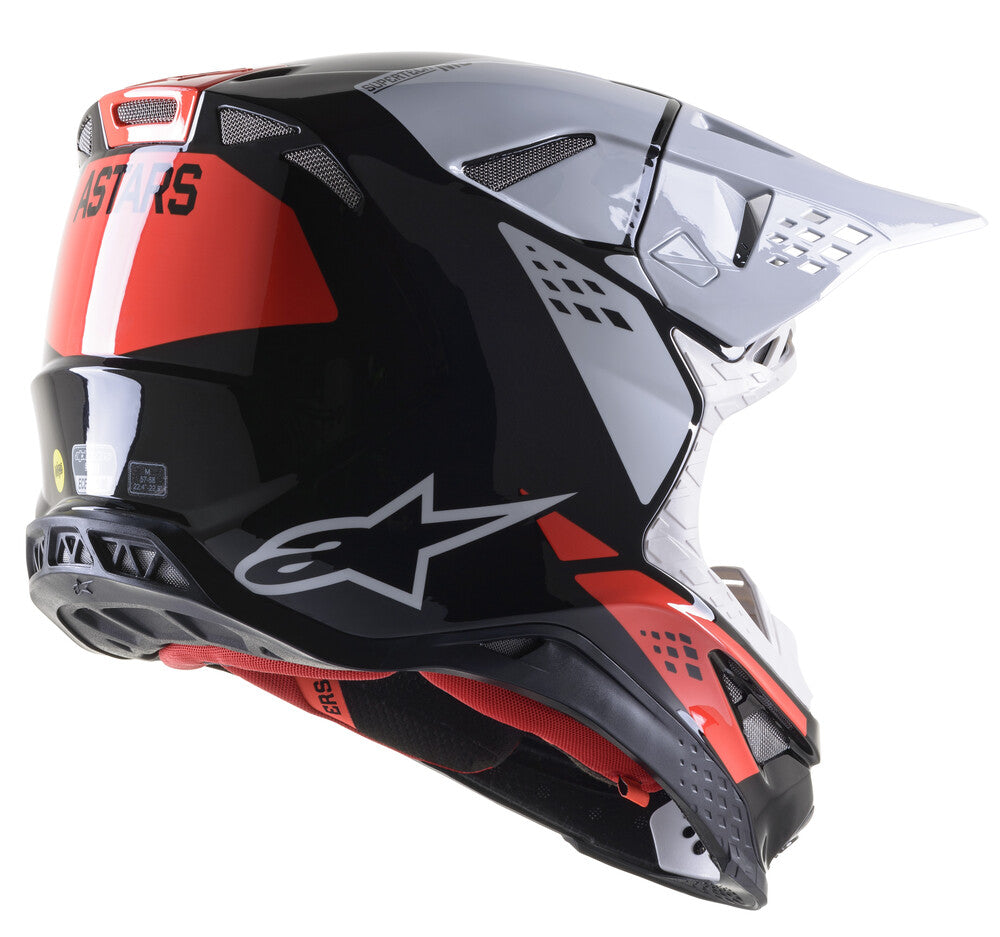 Alpinestars S.Tech S-M8 Factory Helmet Black/White/Red Fluo Glossy XL