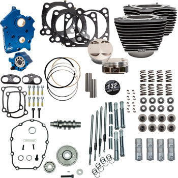 S&S Cycle 132" Power Pack - 550 Gear Drive - Oil Cooled - Wrinkle Black w/Highlight Fins - 114"/117" M8