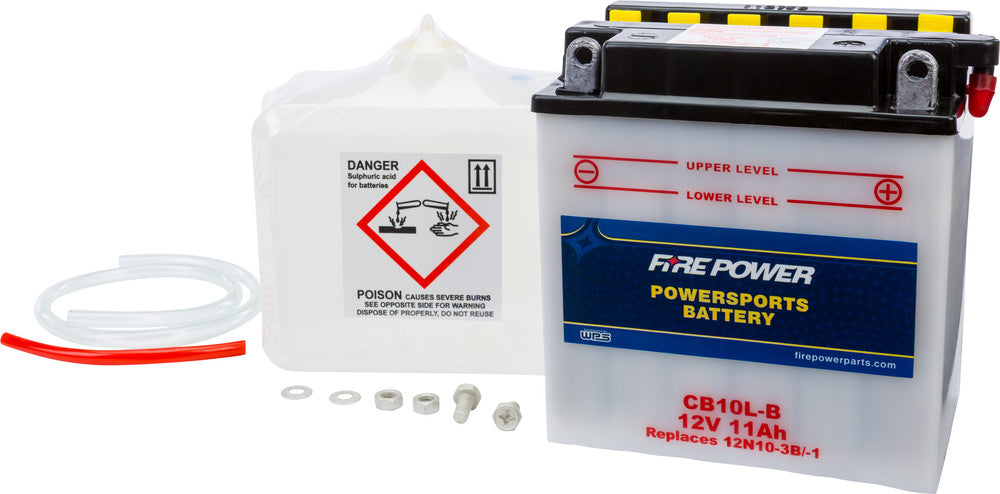 Fire Power Battery w/Acid CB10L-B 12V Heavy Duty - Kawasaki/Suzuki/Yamaha