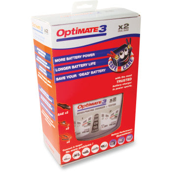 Tecmate OptiMate™ 3 Multi-Battery Charger and Maintainer - 2 Bank