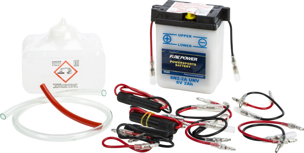 Fire Power Battery W/Acid 6N2-2A UNV 6V - Honda/Kawasaki./Suzuki/Yamaha