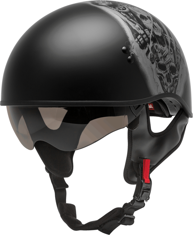 GMAX HH-65 Half Helmet Tormentor Naked Matte Black/Silver