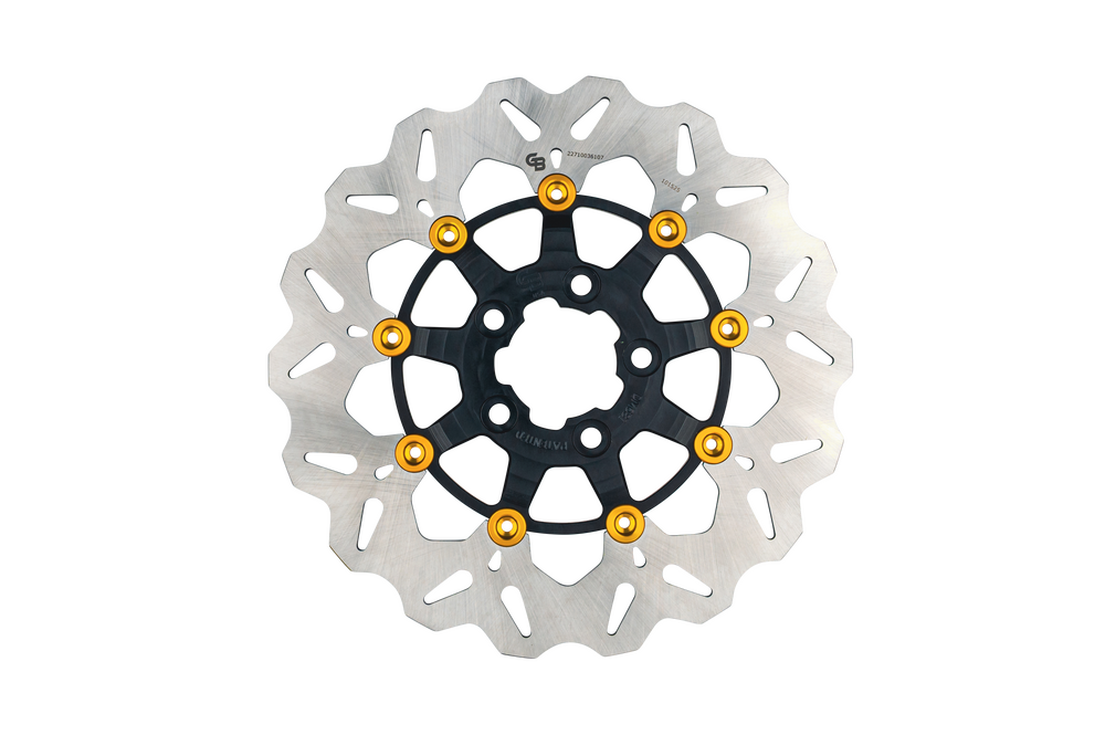 GBRAKES ROTOR 11.8" FLOATING WAVE RR BLACK/GOLD BUTTONS