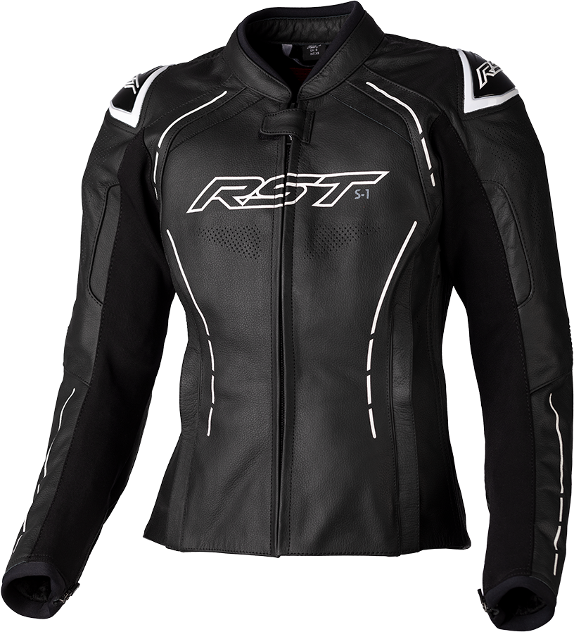 RST LADIES S1 CE JACKET BLACK/WHITE LEATHER