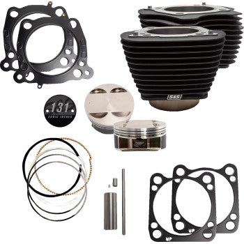 S&S Cycle 131" Stroker Cylinder and Piston Kit - Wrinkle Black w/o Highlighted Fins - M8
