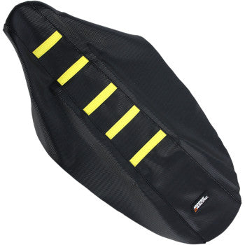Moose Offroad Ribbed Seat Cover Ribbed Seat Cover - Black Cover/Yellow Ribs - Suzuki