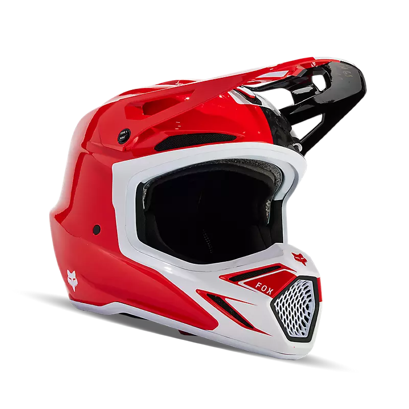 Fox Racing V3 RS Optical Red/White Helmet (M)
