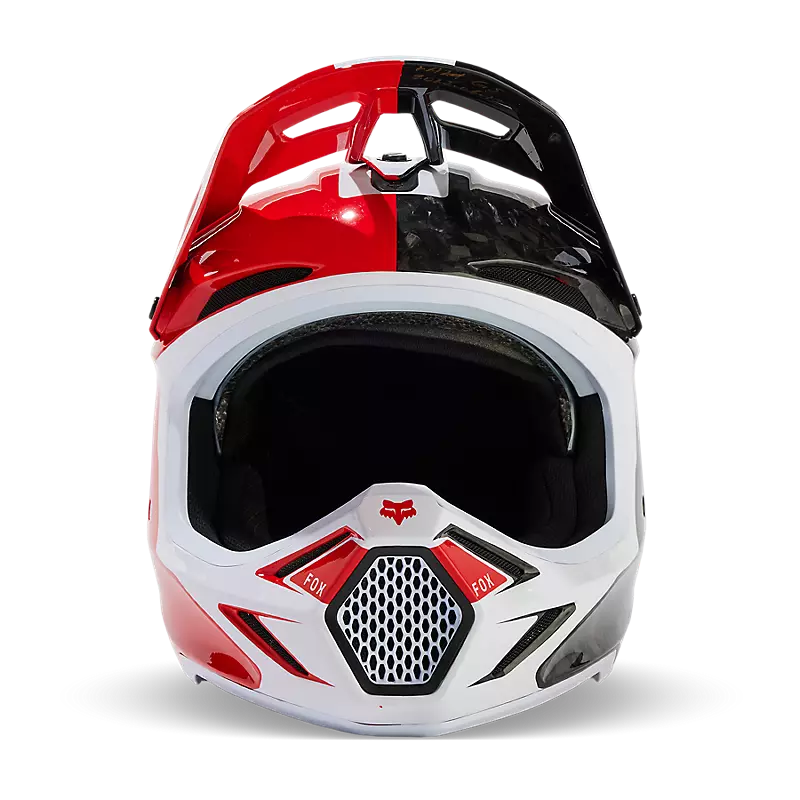 Fox Racing V3 RS Optical Red/White Helmet (M)