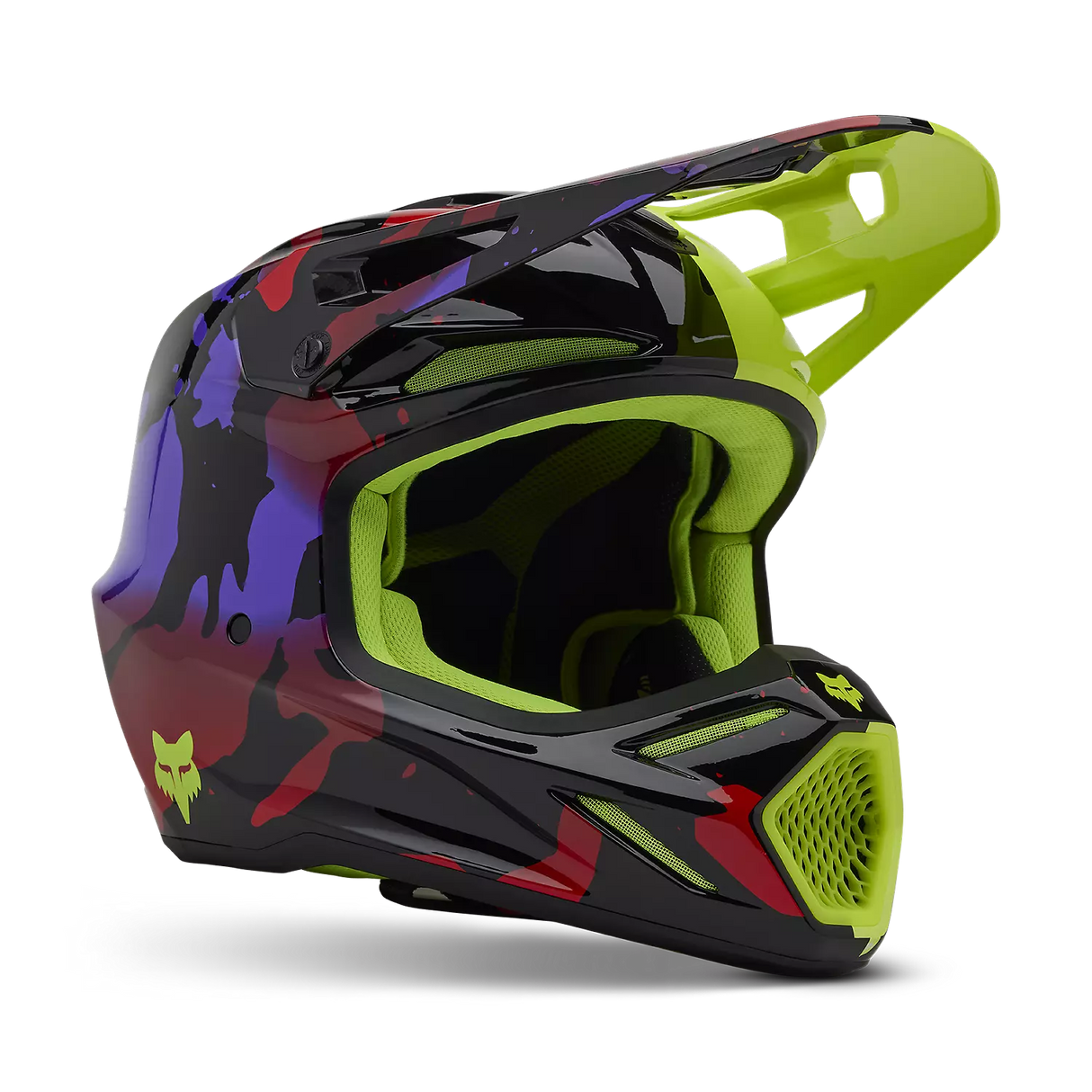 Fox Racing V3 Throttle Fluorescent Yellow Helmet