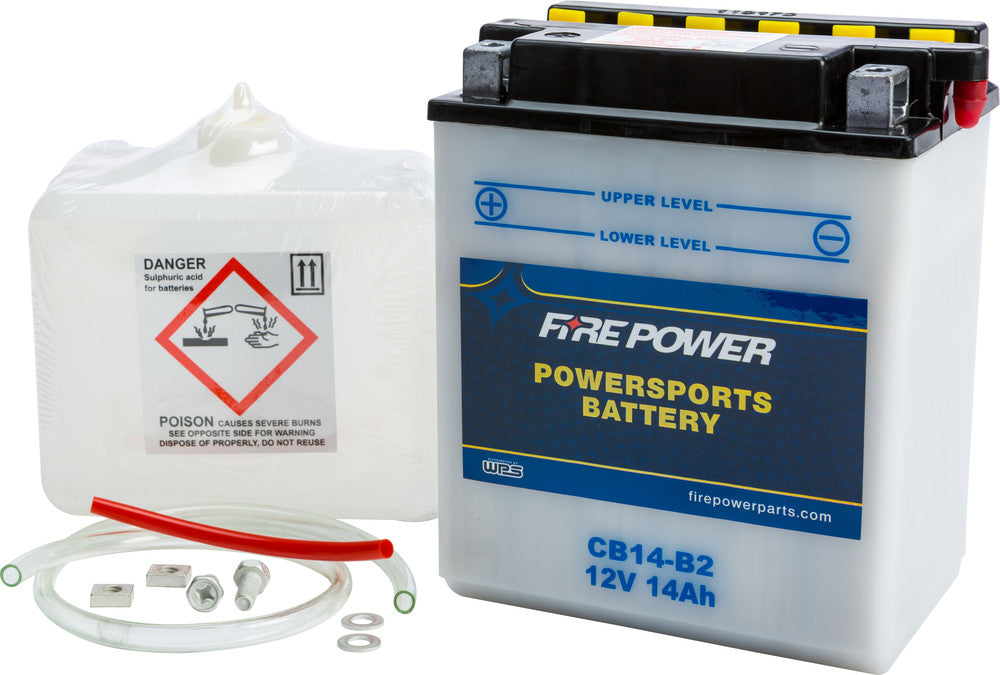 Fire Power Battery w/Acid CB14-B2 12V Heavy Duty - Honda/Polaris