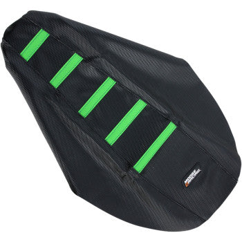 Moose Offroad Ribbed Seat Cover Ribbed Seat Cover - Black Cover/Green Ribs - Kawasaki