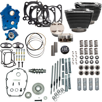 S&S Cycle 132" Power Pack - 550 Gear Drive - Oil Cooled - Black Granite w/Highlight Fins - 114"/117" M8