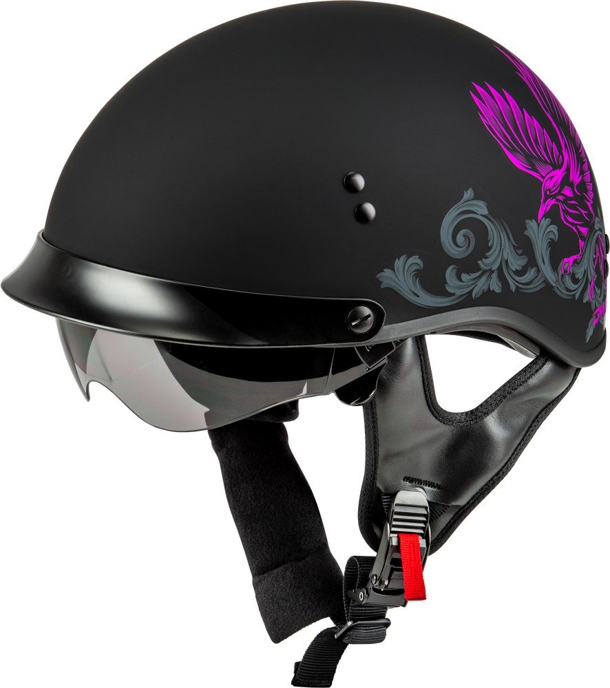 GMAX HH-65 Corvus Matte Black/Purple Helmet W/Peak