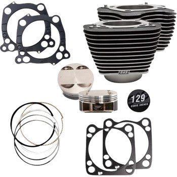 S&S Cycle Big Bore Cylinder Kit - 4.375" Stroke - Wrinkle Black w/Highlighted Fins - M8