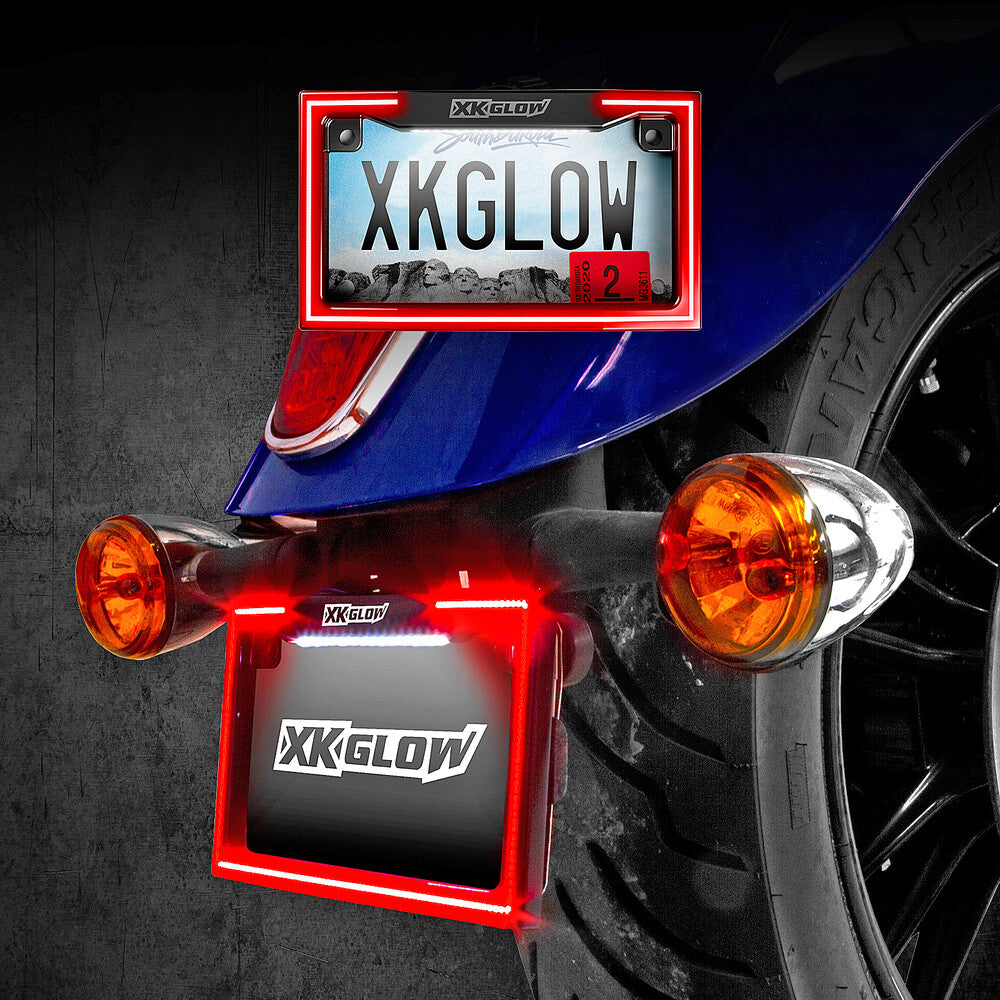 XK GLOW LICENSE PLATE FRAME LIGHT WITH TURN SIGNAL CHROME