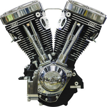 S&S Cycle V124 Long Block Engine - Chrome/Wrinkle Black - Big Twin | Custom Chasis w/Alternator-Style Primary