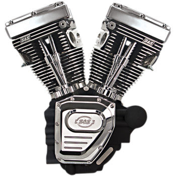 S&S Cycle T124 Long Block Engine - Wrinkle Black and Chrome - Touring