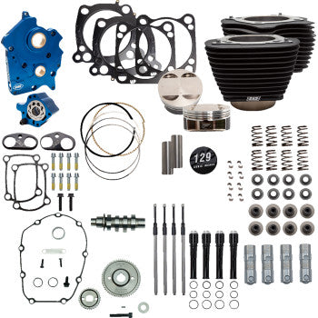 S&S Cycle 129" Power Package Engine Performance Kit - Gear Drive - Oil Cooled - Non-Highlighted Fins - M8