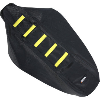Moose Offroad Ribbed Seat Cover Ribbed Seat Cover - Black Cover/Yellow Ribs - Suzuki