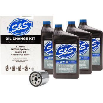 S&S Cycle Oil Change Kit - Chrome Filter - '84-'99 Big Twin/'86-'22 Sportster - 4 US quarts