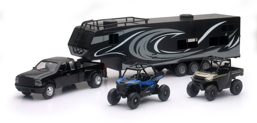 NEW-RAY REPLICA  PICK UP TOY HAULER W/POLARIS VEHICLES SET