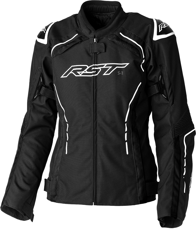RST LADIES S1 CE JACKET BLACK/WHITE TEXTILE