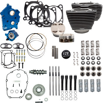 S&S Cycle 129" Power Package Engine Performance Kit - Gear Drive - Oil Cooled - Highlighted Fins - M8