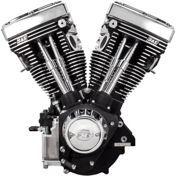 S&S Cycle V111 Long-Block Engine - Wrinkle Black - '84-'99 Custom Chasis w/Alternator Style Primary