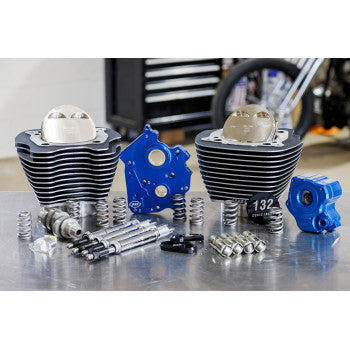 S&S Cycle 132" Power Package Engine Performance Kit - Chain Drive - Oil Cooled - Highlighted Fins - M8