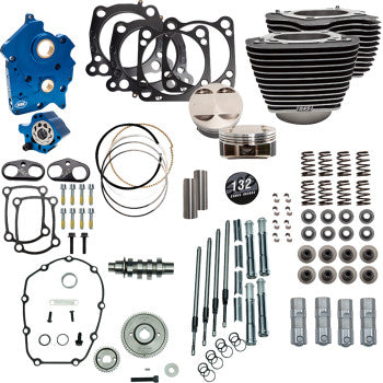 S&S Cycle 132" Power Pack - 550 Gear Drive - Water Cooled - Wrinkle Black w/Highlight Fins - 114"/117" M8