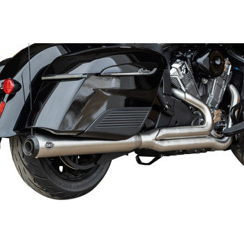 S&S Cycle 2-into-1 Qualifier Exhaust System - Brushed Stainless Steel - Race Only - Indian with PowerPlus