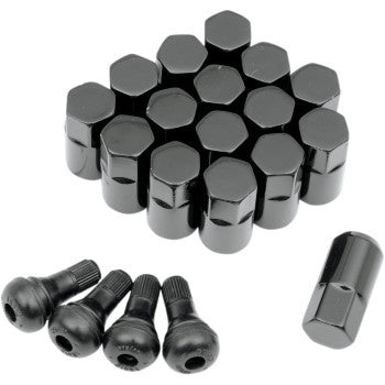 Moose Offroad Replacement ATV/UTV Wheel Lug Nuts with Valve Stems Lug Nuts with Valve Stems - 3/8"-24 - Black - Tapered - 16 Pack