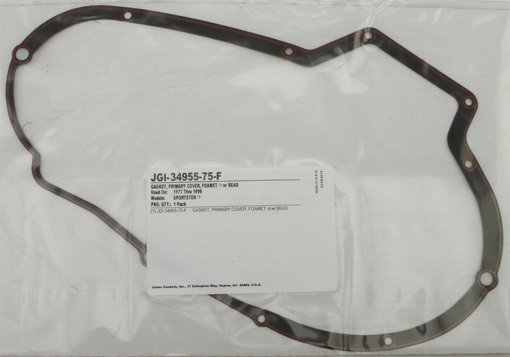 JAMES GASKETS GASKET PRIMARY COVER XL FOAM W BEAD 1/PK 34955-75-F