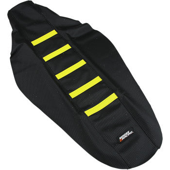 Moose Offroad Ribbed Seat Cover Ribbed Seat Cover - Black Cover/Yellow Ribs - Suzuki