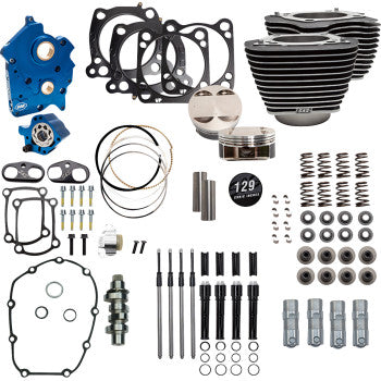 S&S Cycle 129" Power Pack - 550 Chain Drive - Oil Cooled - Wrinkle Black w/Highlight Fins - 107" M8