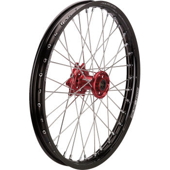 Moose Offroad Wheel Assembly - SX-1 - Complete - Front - Black Wheel/Red Hub - 21x1.6 - Honda CR/CRF