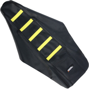 Moose Offroad Ribbed Seat Cover Ribbed Seat Cover - Black Cover/Yellow Ribs - Suzuki