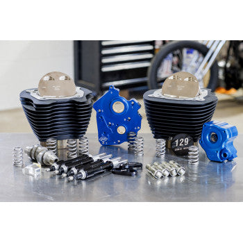 S&S Cycle 129" Power Package Engine Performance Kit - Chain Drive - Oil Cooled - Non-Highlighted Fins - M8
