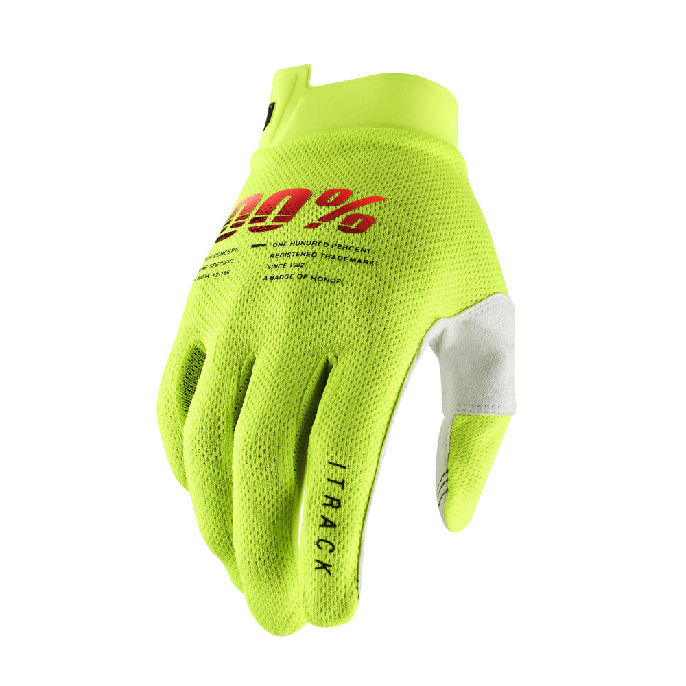 100 Percent ITrack Fluo Yellow Gloves