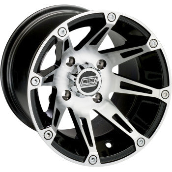 Moose Offroad Wheel - 387X - Rear - Machined Black - 12x8 - 4/110 - 4+4