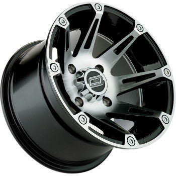 Moose Offroad Wheel - 387X - Rear - Machined Black - 14x8 - 4/136 - 4+4