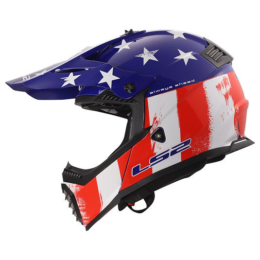 LS2 BATTLE SCAR - GLOSS RED/WHITE/BLUE - Gate Youth Helmet