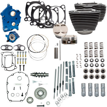 S&S Cycle 124" Power Package - Gear Drive - Highlighted Fins - Chrome Pushrod Tubes - 107" M8