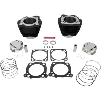 S&S Cycle Big Bore Cylinder Kit - 4.500" Stroke - Wrinkle Black w/o Highlighted Fins - M8