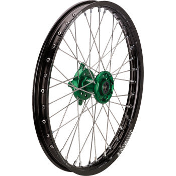 Moose Offroad SX-1 Complete Wheel - Front - Black Wheel/Green Hub - 21x1.6 - Kawasaki KX