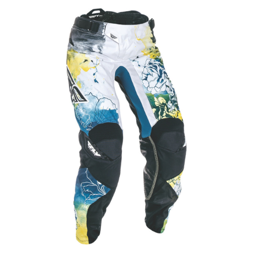 FLY RACING KINETIC WOMEN'S RACE PANT TEAL/YELLOW SZ 5/6