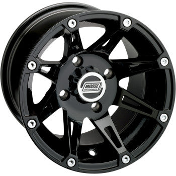 Moose Offroad 387X Wheel - Front/Rear - Machined Black - 12x7 - 4/4 - 4+3