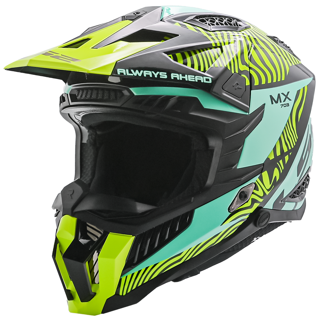 LS2 FAN - GLOSS BLACK/BLUE/YELLOW - X-Force Helmet