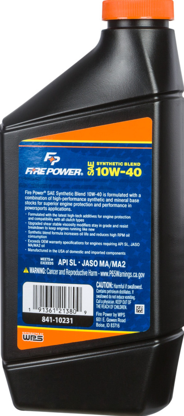 FIRE POWER SYNTHETIC BLEND OIL 10W40 4T 1 QT (12/CASE SOLD EA)